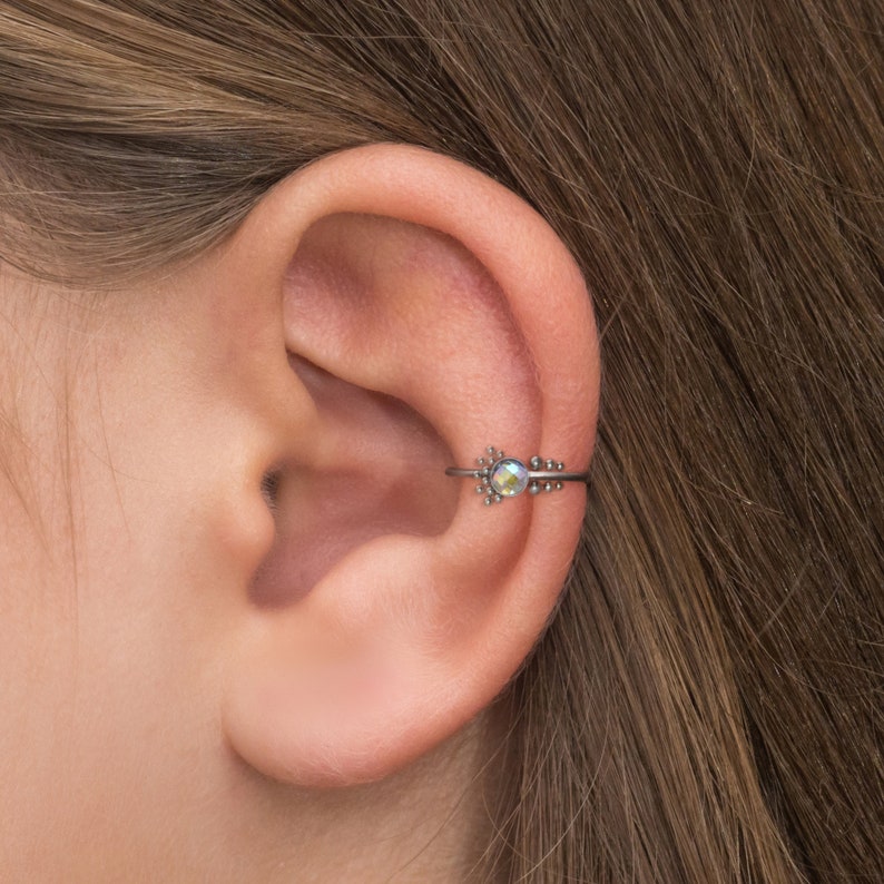 Conch Piercing CZ Cartilage Piercing Rook Piercing Implant Grade Clicker Hoop Forward Helix Piercing Titanium Tragus Earring Hoop