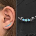 Surgical Steel Ear Crawler Earrings, Opal Climber Earrings, Vine Earrings, Ear Sweep, Climbing Ear Cuff Earrings, Curved Stud Earring
