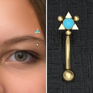 Turquoise Eyebrow Jewelry Surgical Steel, Rook Piercing, Curved Barbell Piercing 18g 16g 14g, Eyebrow Ring, Rook Barbell, Eyebrow Bar
