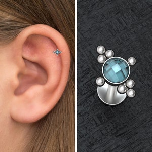 Surgical Steel Forward Helix Earring Stud, CZ Conch Earring, Tragus Stud, Cartilage Piercing, Tragus Piercing, Labret Stud Earring