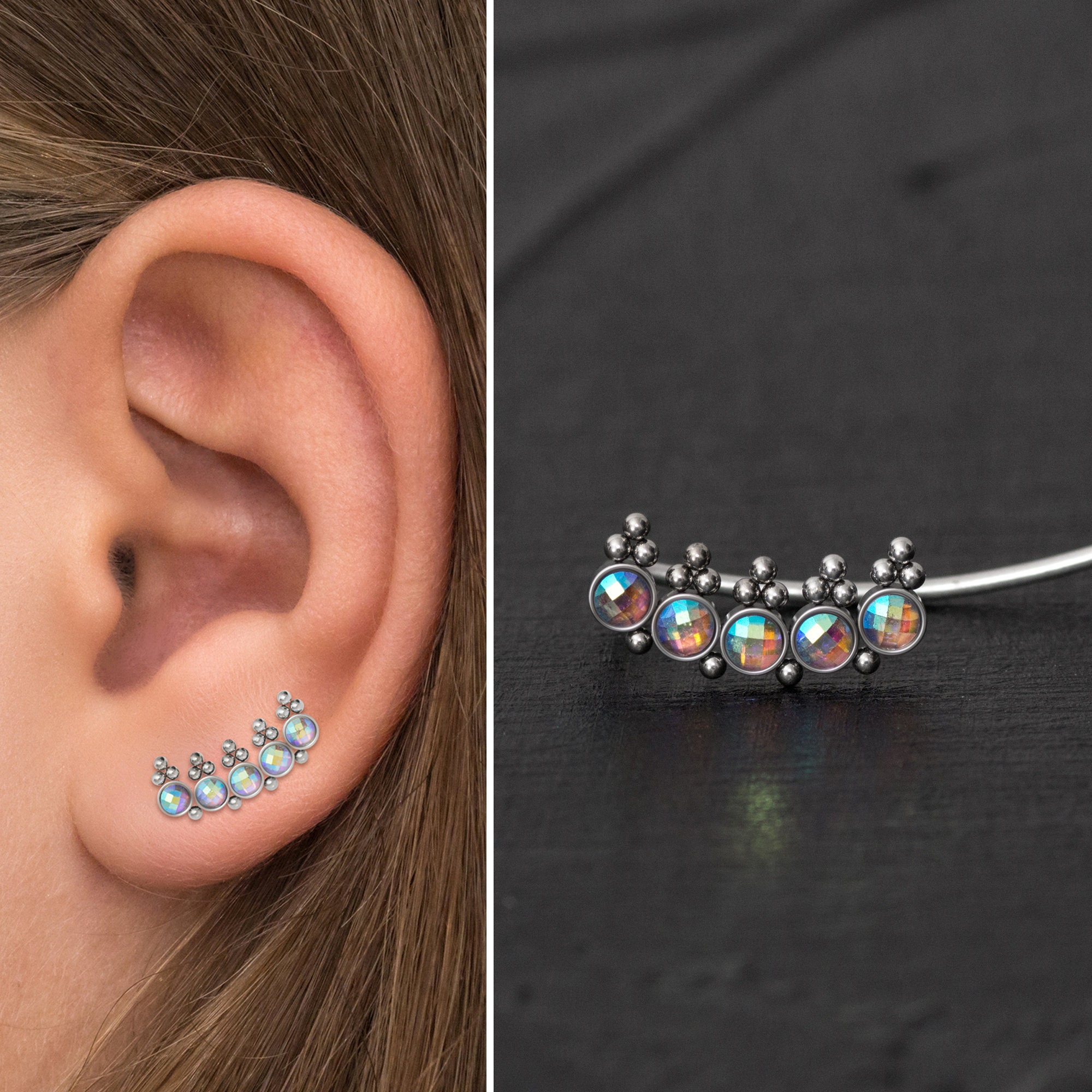 Climbing Earrings Surgical Steel Ear Climber Earrings CZ Etsy