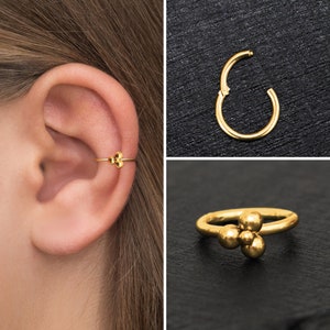 Surgical Steel Conch Piercing, Tragus Hoop, Cartilage Hoop Earring, Forward Helix Ring, Rook Clicker, Clicker Hoop, Tragus Ring