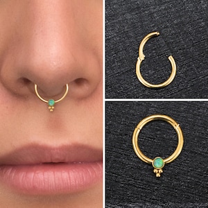 Chirurgenstahl Septum Ring Clicker Ohrring, Opal Daith Ohrring, Septum Schmuck 16g, Septum Clicker Hoop, Daith Piercing, Daith Ring