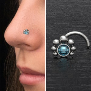 CZ Nose Stud Titanium, Implant Grade Nose Screw Stud, Nose Bone, Nose Ring, Nose Pin, Nostril Jewelry, Nose Jewelry 22g 20g 18g 16g