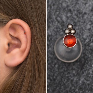 Bioflex Forward Helix Earring Stud, CZ Conch Earring, Tragus Stud, Cartilage Piercing, Tragus Piercing, Labret Stud Earring