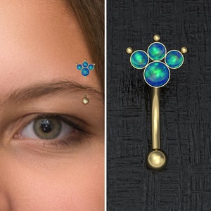 Bijoux de sourcil en acier chirurgical, Bijoux tour d&#39;opale, Boucle d&#39;oreille d&#39;haltères pour sourcils, Piercing d&#39;haltères incurvé, Barbell Rook 18 g 16 g 14 g, Anneau Rook