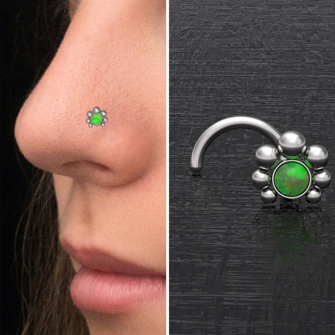 Opal Nose Stud Screw Surgical Steel Nose Screw Stud Nose Etsy