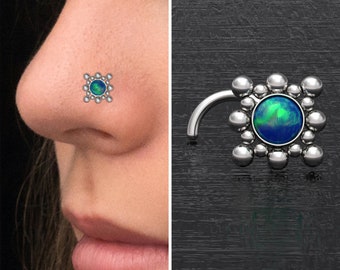 Opal Nose Stud Screw, Surgical Steel Nose Screw Stud, Nose Bone, Nose Ring, Nose Pin, Nostril Jewelry, Nose Jewelry 22g 20g 18g 16g