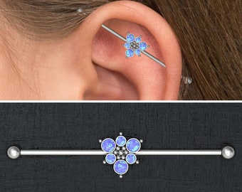 Opal Industrial Jewelry Titanium, Industrial Barbell, Industrial Piercing  Jewelry, Scaffold Earring, Straight Barbell Piercing 14g