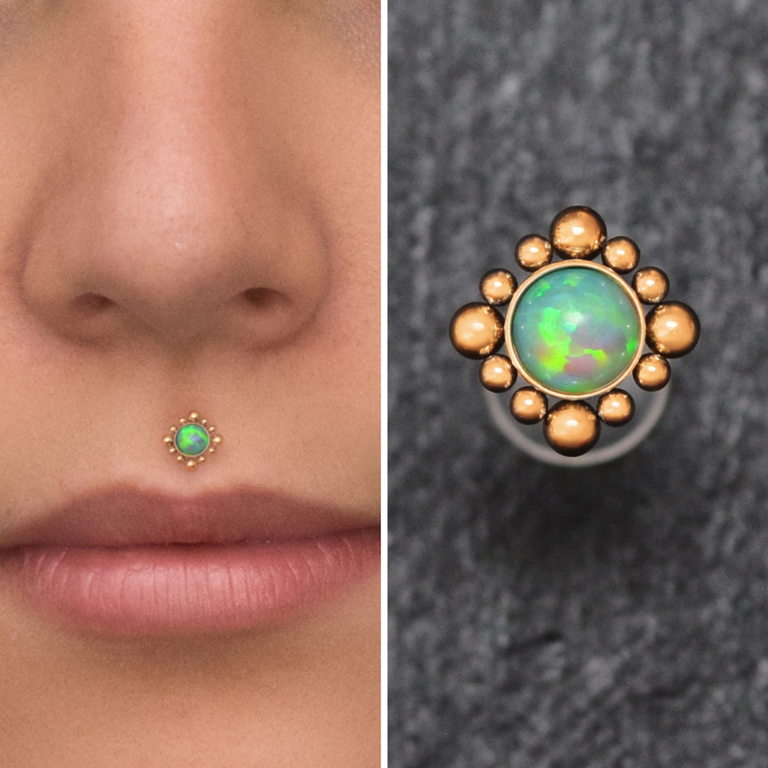 Opal Lip Piercing Bioflex Medusa Labret Lip Ring Monroe Stud