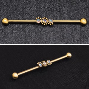 Surgical Steel Industrial Barbell 14g, CZ Industrial Piercing Jewelry, Scaffold Barbell, Straight Barbell Piercing, Industrial Bar