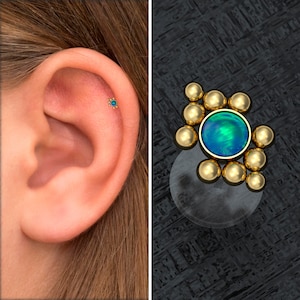 Bioflex Forward Helix Earring Stud, Opal Conch Earring, Tragus Stud, Cartilage Piercing, Tragus Piercing, Labret Stud Earring
