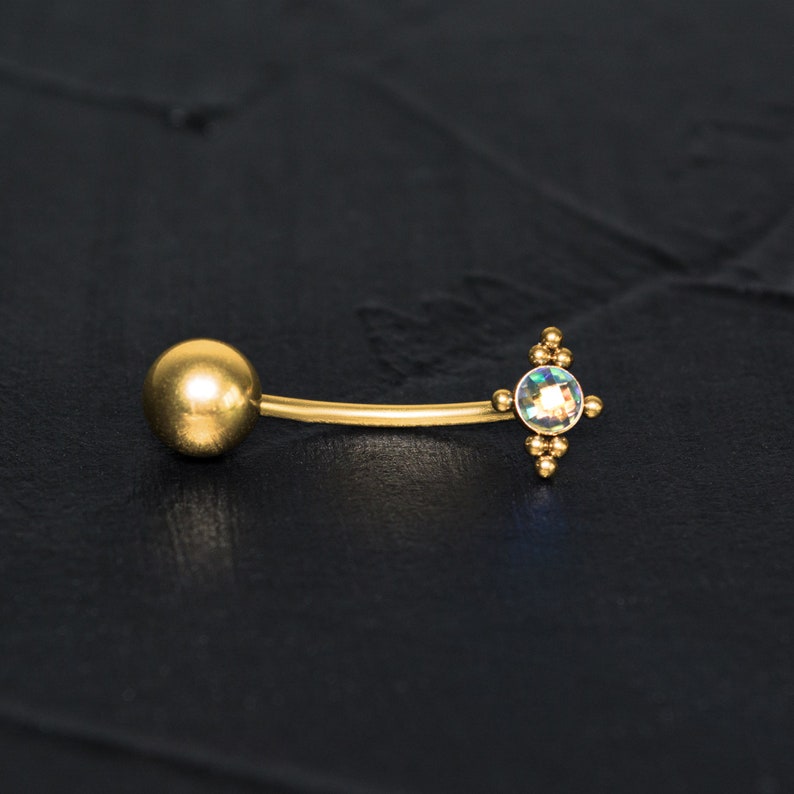 Surgical Steel Belly Button Ring CZ Navel Ring 16g 14g Belly Etsy