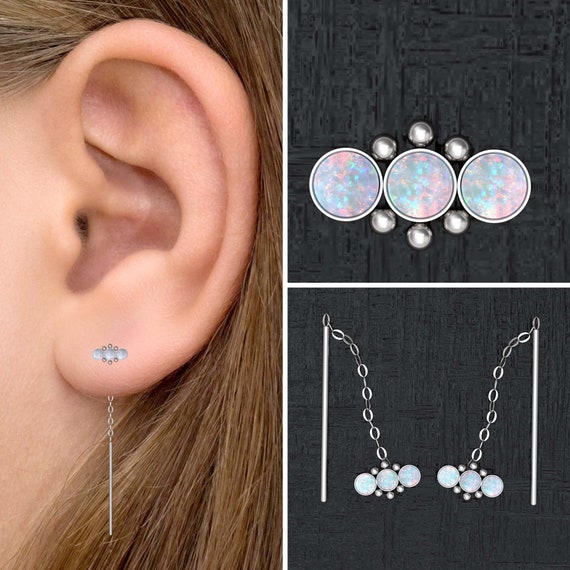 Double sided dangle earrings deals