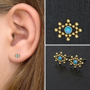 Simple Stud Earrings Opal, Tiny Post Earrings, Surgical Steel Everyday Earrings, Push Earrings, Elegant Earrings, Small Earring Studs