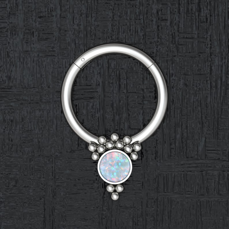 Daith Hoop Septum Hoop Septum Ring Daith Piercing Implant Grade Daith Earring Septum Jewelry Opal Septum Clicker Hoop Titanium
