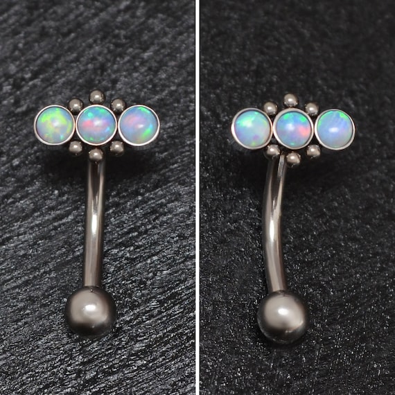 Titanium Rook Earring Opal Eyebrow Piercing 16g 14g Rook Jewelry