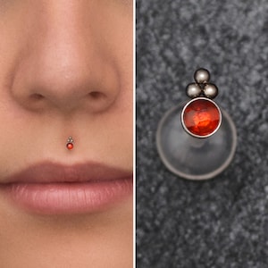 Bioflex Lip Ring CZ, Lip Jewelry, Medusa Piercing Jewelry, Monroe Piercing, Philtrum Jewelry, Labret Earring, Lip Stud 16g image 1