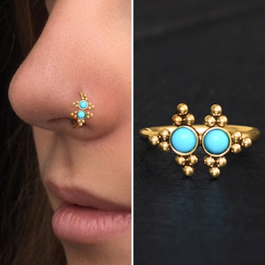 Turquoise Nose Ring Surgical Steel, Nose Piercing 22g 20g 18g, Nose Hoop, Nostril Jewelry, Nose Jewelry, Nose Earring, Nostril Piercing