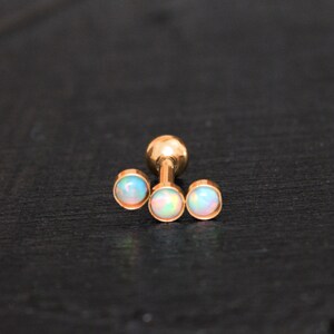 Opal Helix Curved Barbell Earring, Helix Piercing Surgical Steel, Cartilage Curved Earring, Barbell Piercing, Cartilage Earring Stud image 4