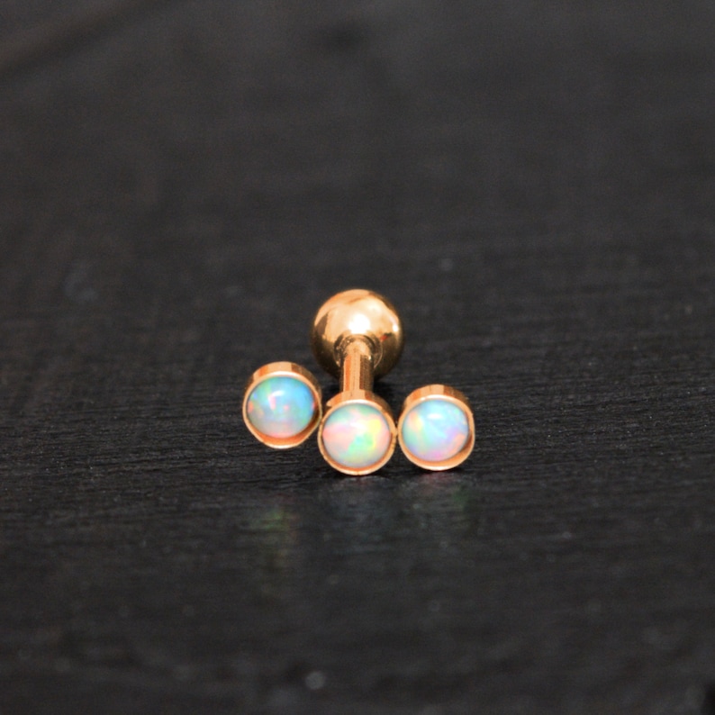 Opal Helix Curved Barbell Earring Helix Piercing Surgical Etsy