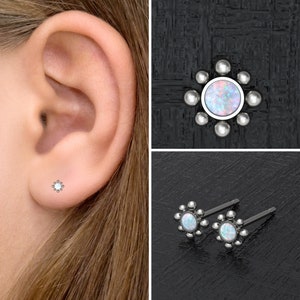 Opal Post Earrings Titanium Implant Grade, Stud Earrings, Push Back Earrings, Everyday Earring Studs, Shape Earrings Small Stud Earring