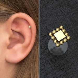 Tragus Stud Bioflex, Tragus Ring, Forward Helix Piercing, Conch Stud, Labret Piercing, Flat Back Cartilage Earring Stud