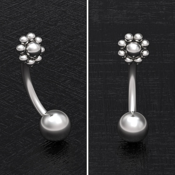 5-teiliges Bauchnabelpiercing Set - Chirurgenstahl Mit Zirkon In Silber, Gold, Blau