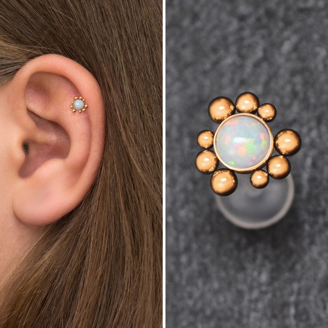 Orecchino A Bottone In Cristallo Viola: Anello Per Cartilagine Con Retro Piatto In PVD Nero - Italia - Foto 8