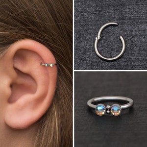 Cartilage Earring Hoop Titanium Implant Grade, CZ Helix Earring, Rook Piercing, Conch Jewelry, Tragus Piercing, Conch Clicker Ring