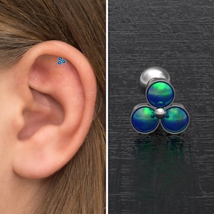 Forward Helix Piercing Surgical Steel, Opal Conch Bar, Tragus Earring, Cartilage Earring Stud, Tragus Bar, Cartilage Barbell Ring