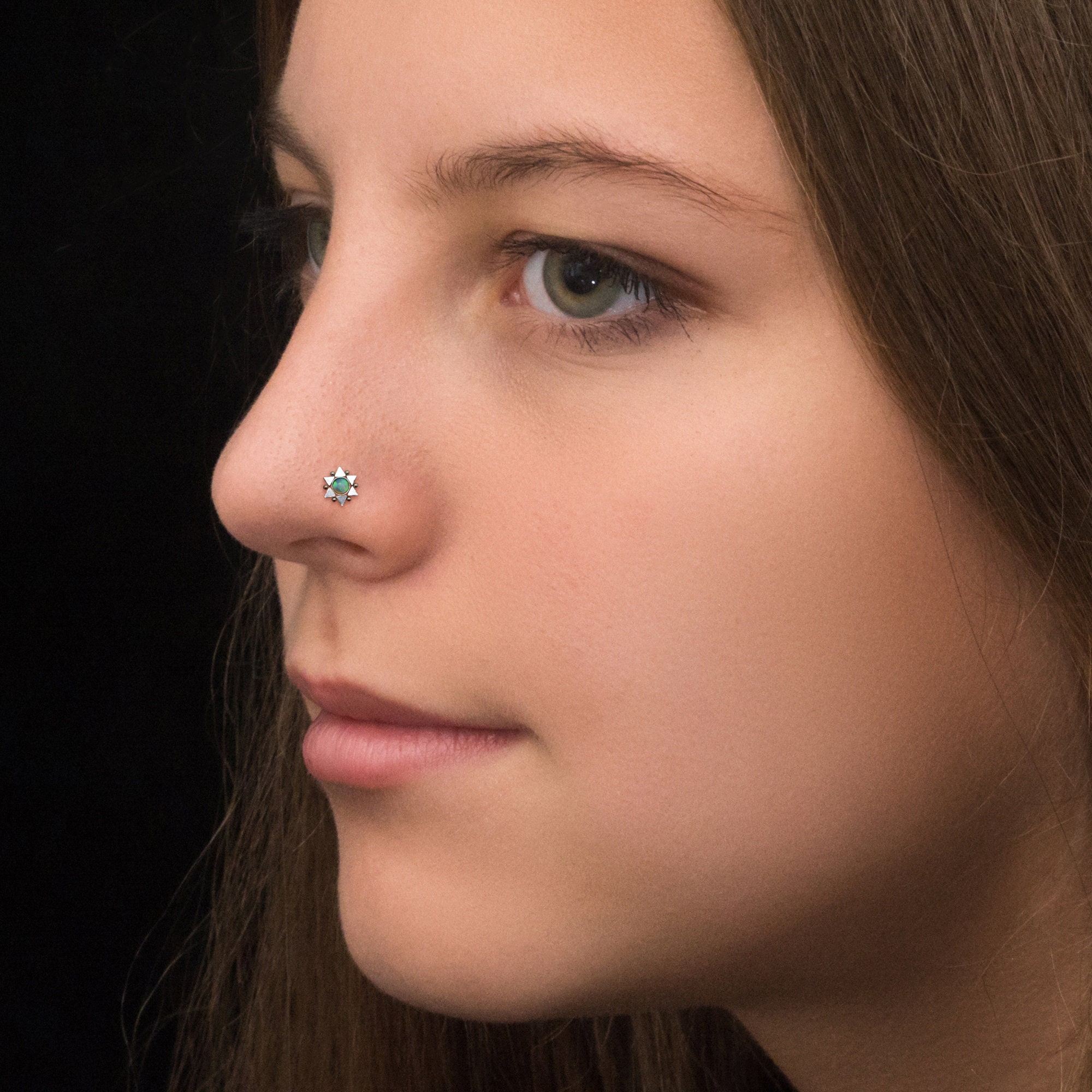 Nose Screw Stud Surgical Steel, Opal Nose Stud Ring, Nose Bone, Nose Earring, Nose Pin, Nostril Jewelry, Nose Piercing 22g 20g 18g 16g