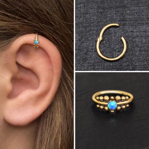 Cartilage Piercing Surgical Steel, Opal Rook Jewelry, Tragus Earring Hoop, Conch Hoop, Forward Helix Hoop, Cartilage Clicker Earring