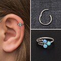 Opal Tragus Hoop Surgical Steel, Conch Hoop, Clicker Hoop, Cartilage Hoop Earring, Tragus Ring, Forward Helix Jewelry, Rook Earring product logo