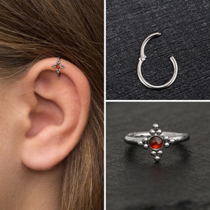 CZ Tragus Hoop Surgical Steel, Conch Hoop, Clicker Hoop, Cartilage Hoop Earring, Tragus Ring, Forward Helix Jewelry, Rook Earring
