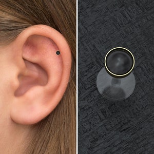Bioflex Tragus Stud, Cartilage Ring Onyx, Forward Helix Ring, Tragus Jewelry, Labret Earring, Cartilage Stud, Conch Piercing