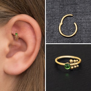 Chirurgenstahl Tragus Ohrring Hoop, CZ Knorpel Piercing, Turm-Piercing, weiter vorne Helix Piercing, Conch Piercing, Rook Clicker Hoop