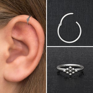 Cartilage Earring Hoop Titanium Implant Grade, Helix Earring, Rook Piercing, Conch Jewelry, Tragus Piercing, Conch Clicker Ring