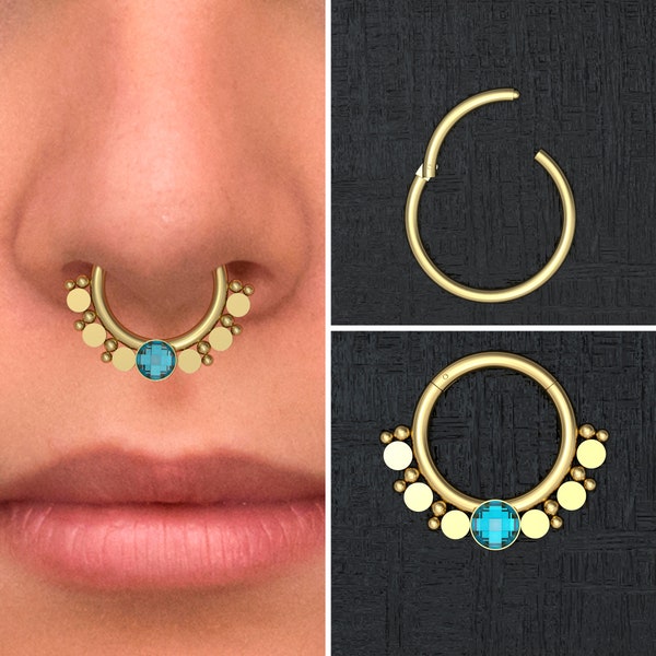 Daith Earring Surgical Steel, CZ Septum Ring 16g, Septum Clicker Earring, Daith Jewelry, Septum Hoop, Daith Clicker Hoop, Daith Ring