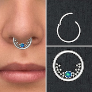 Titan-Daith-Ohrring, Opal-Septum-Ring, Daith-Clicker-Ohrring in Implantatqualität, Septum-Hoop, Daith-Schmuck, Septum-Schmuck, Daith-Ring