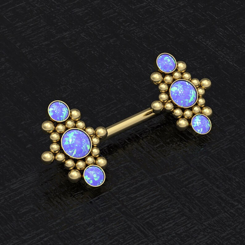 Opal Nipple Bar Barbell Ring Nipple Jewelry Piercing Surgical Steel Nipple Barbell Jewelry Nipple Ring Body Piercing Earring