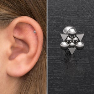 Surgical Steel Cartilage Piercing, Tragus Earring, Forward Helix Stud, Conch Barbell, Tragus Barbell Earring, Cartilage Bar