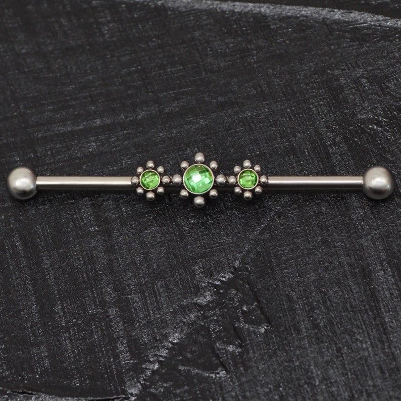 Titanium Industrial Barbell 14g Straight Barbell Piercing Scaffold Barbell CZ Industrial Piercing Jewelry Implant Grade
