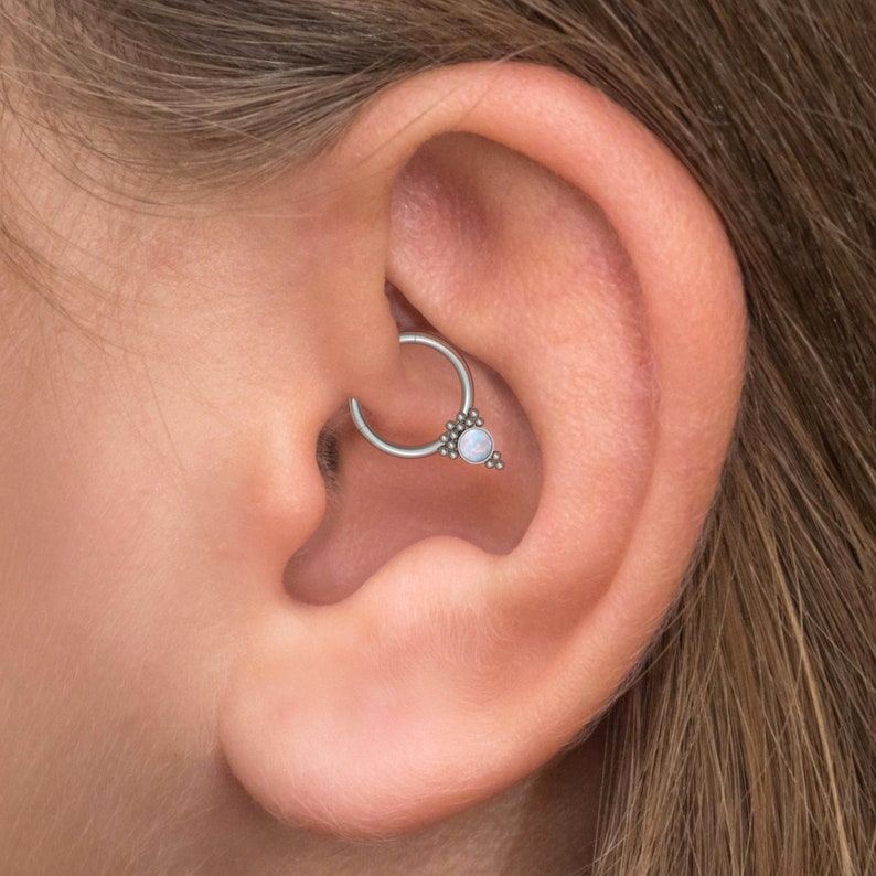 Daith Hoop Septum Hoop Septum Ring Daith Piercing Implant Grade Daith Earring Septum Jewelry Opal Septum Clicker Hoop Titanium
