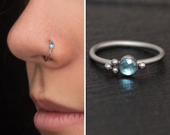 CZ Nose Jewelry Titanium, Nostril Jewelry, Implant Grade Nose Ring Hoop 22g 20g 18g, Nose Earring, Nose Hoop, Nose Piercing