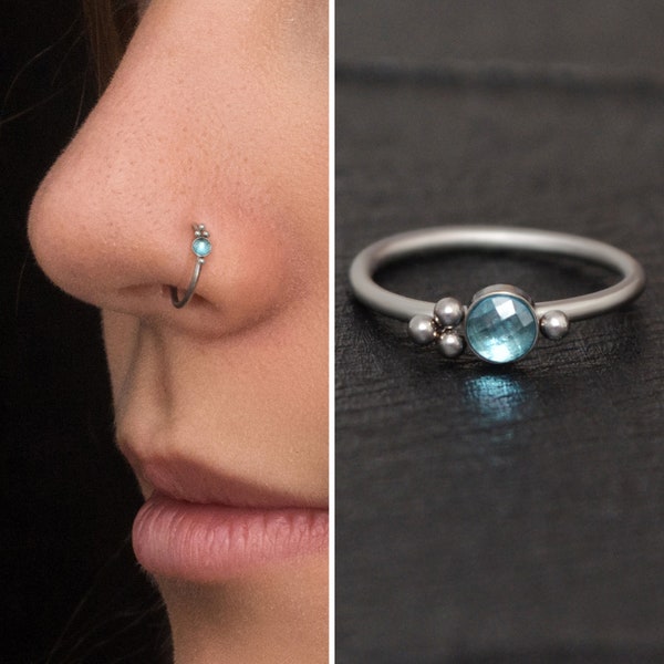 CZ Nose Jewelry Titanium, Nostril Jewelry, Implant Grade Nose Ring Hoop 22g 20g 18g, Nose Earring, Nose Hoop, Nose Piercing