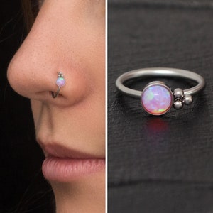 Titan Nasenring Hoop Opal, Implant Grade Nase Ohrring, Nase Hoop 22g 20g 18g, Nostril Ring, Nasenschmuck, Nase Piercing
