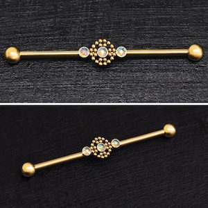 Chirurgisch staal industriële barbell 14g, rechte barbell piercing, CZ industriële piercing sieraden, steiger oorbel, industriële bar