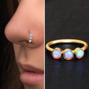 Opal Nose Jewelry Surgical Steel, Nostril Jewelry, Nose Ring Hoop 22g 20g 18g, Nose Earring, Nostril Piercing, Nose Hoop, Nose Piercing