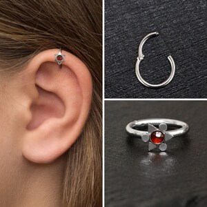 Acier chirurgical, boucle d'oreille tragus CZ, anneau de cartilage, boucle d'oreille clicker tragus, créole tour d'oreille tour, boucle d'oreille conque